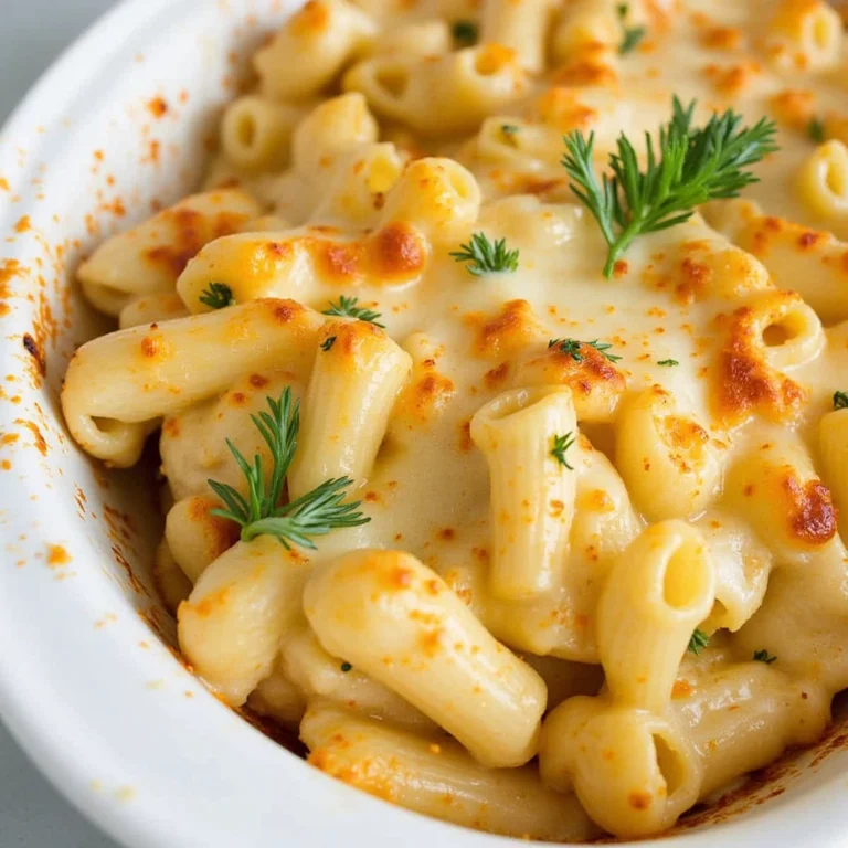 Baked Crack Chicken Penne with melted cheese, crispy bacon, and creamy sauce