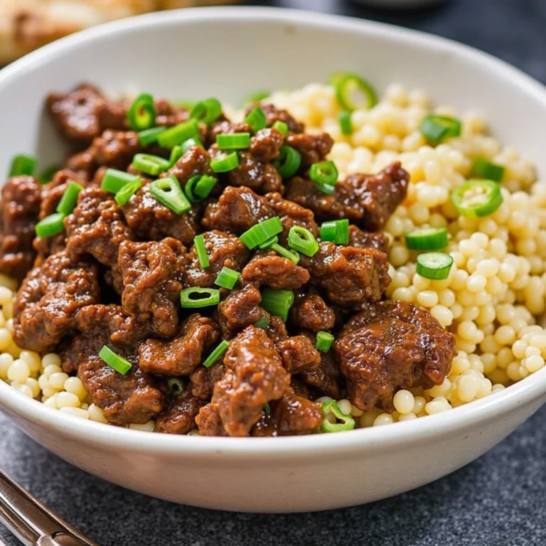 Delicious Japanese ground beef stir-fry with vegetables served in a bowl