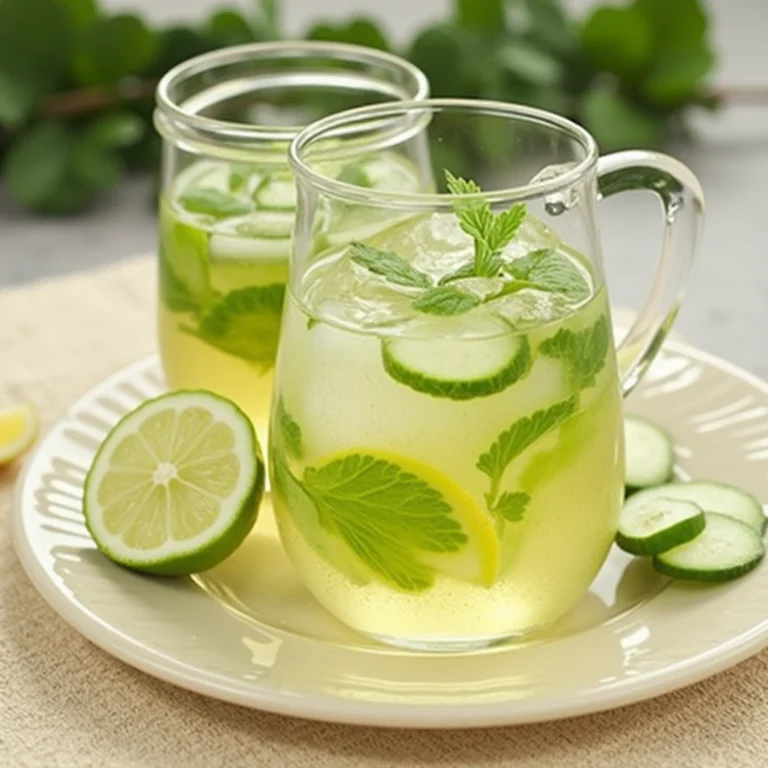 A cup of freshly brewed lemon balm tea with lemon slices and mint leaves, promoting natural weight loss and metabolism boost.