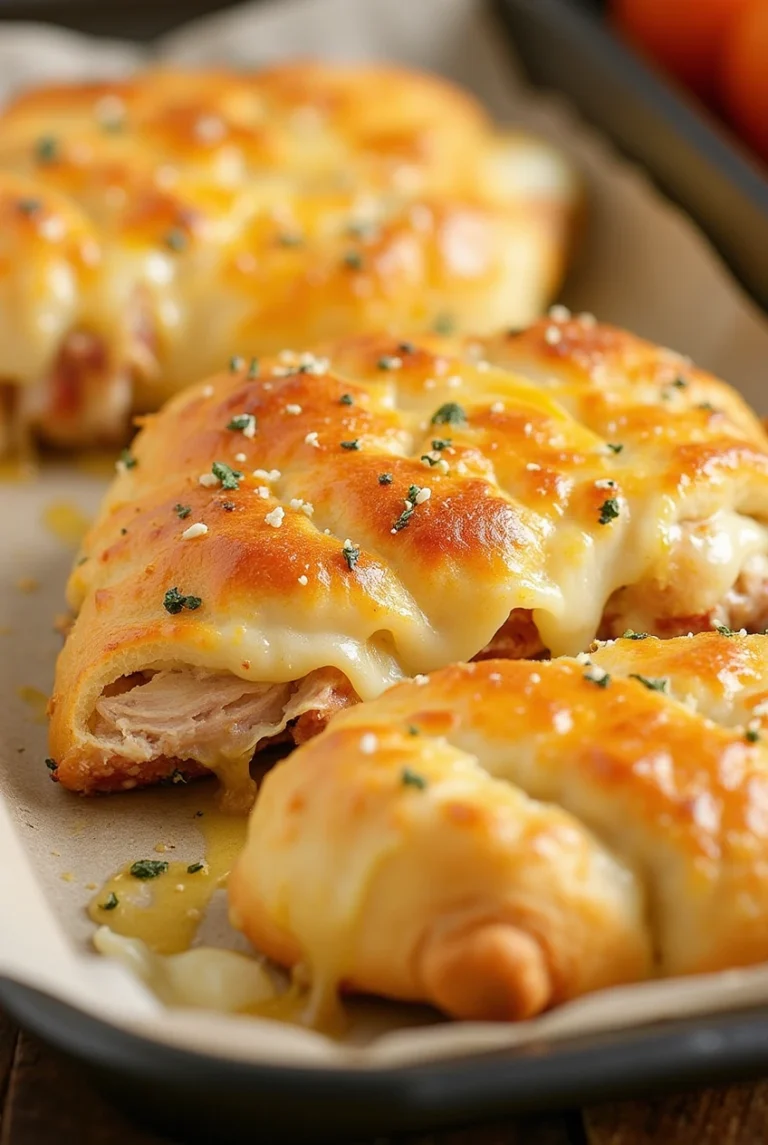 Golden, cheesy homemade chicken bread fresh out of the oven