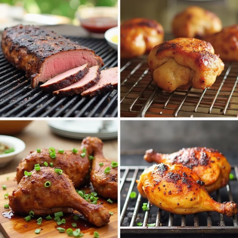 Delicious pellet smoker recipes featuring smoked brisket, chicken thighs, and ribs