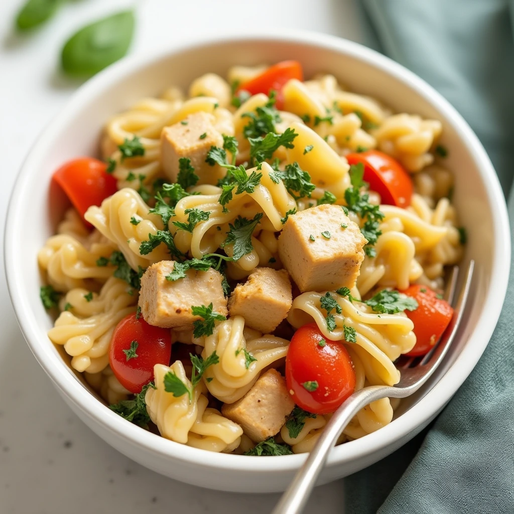 a_tasty_and_light_chicken_and_bow_tie_pasta_recipe_that_is_easy_to_prepare_and_ideal_for_anyone_loo_m6mx6tjuqx00u85cjorj_1 Healthy chicken and bow tie pasta recipe served with fresh vegetables