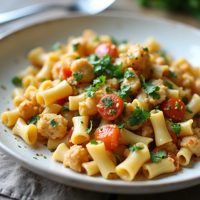 Healthy chicken and bow tie pasta recipe served with fresh vegetables